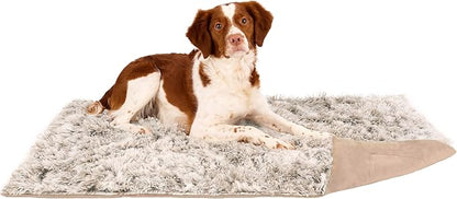 Furhaven Waterproof Throw Blanket for Dogs & Indoor Cats, Washable - Shaggy Plush Calming Long Faux Fur & Velvet Dog Blanket - Driftwood, Medium