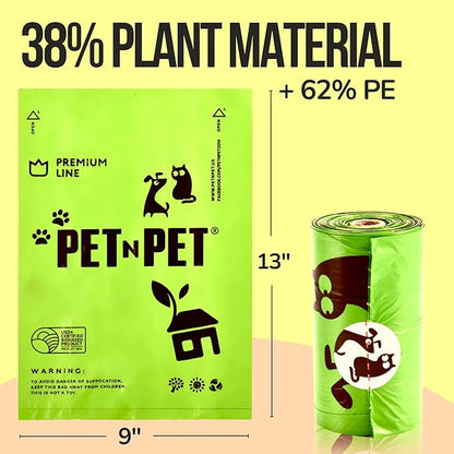 Pet N Pet 720 Counts, Unscented Dog Poop Bags Rolls, 38% Plant Based & 62% PE + 100% Plant Based Dog Wipes for Paws and Butt, 100 Counts Dog Pet Wipes, 8" x 8" Hypoallergenic Unscented Wipes