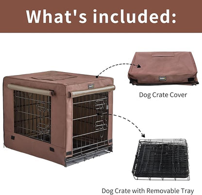 DONORO Dog Crates Kit for Small Size Dogs Indoor with Dog Crate Cover, Double Door Dog Kennels & Houses for Puppy and Cats, Collapsible Metal Contour Dog Cages (30-Inch Kit)