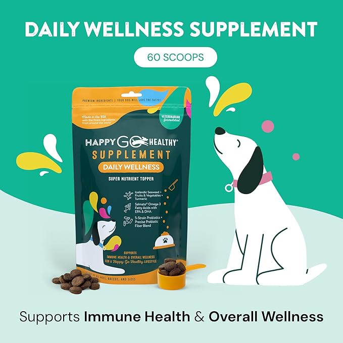 Daily Wellness Supplements for Dogs | Probiotic & Prebiotic Benefits with Fish Oil & Seaweed to Keep Your Dog Beaming All Day Long | All Breeds and Sizes | 60 Count