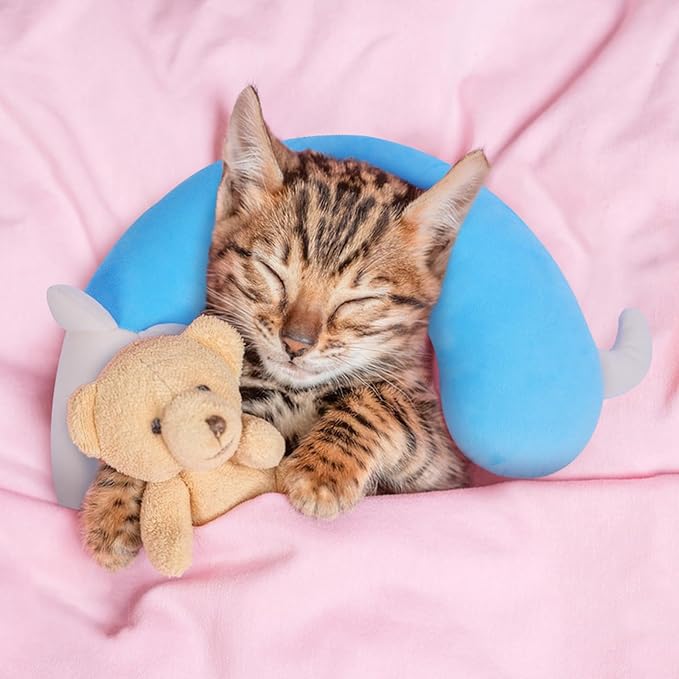 Pet Pillow, Dog Neck Pillow,Dog Pillows for Medium Dogs,Calming Pillow for Dogs, Soft Cat Pillow,Improve Relief Dog Sleeping Pillow,Machine Washable Pet U-Shaped Pillow,Purple,L