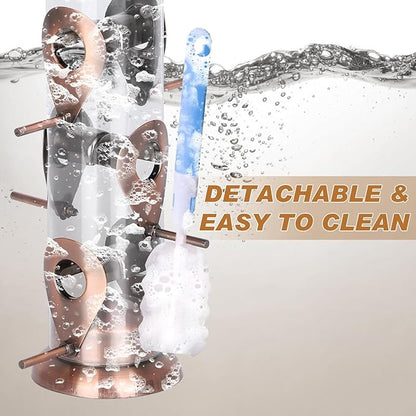 FEED GARDEN Metal Bird Feeders for Outdoors Hanging, 6-Port Tube BirdFeeders for Outside, Finch Feeders for Outside, Brushed Copper Finishing, Bird Feeder with Heavy Duty Metal Lid, Chew-Proof 1 Pack