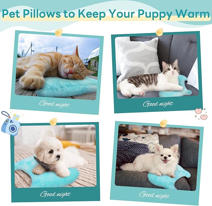 T'CHAQUE Dog Pillow Bed Cat Pillows for Indoor Cats Soft Dog Calming Pillow for Small Dogs Anxiety Relief Comfort Dog Neck Pillow Pet Sleeping Improve Pet Calming Toy for Upper Spine Support