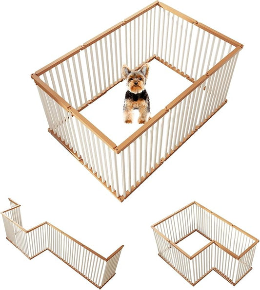 Dog Playpen Foldable Metal Pet Pen Fence Pet Door 10 Panels for Medium/Small Dogs, Indoor & Outdoor,Portable Pet Playpen for Camping, Yard and RV