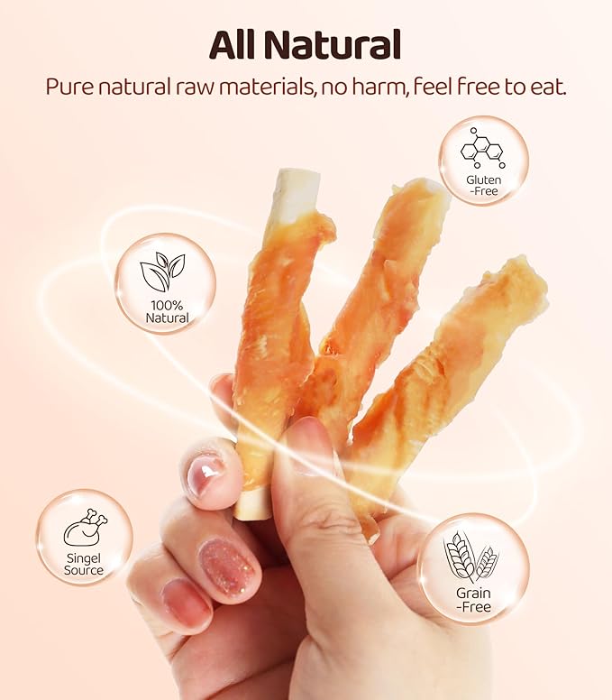 16OZ High Protein Chicken Biscuits Dog Treats, Chicken Wrapped Dog Biscuits Rawhide Free Soft Chewy Treats Training for Dogs