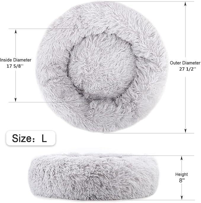 NOYAL Calming Dog Bed Donut Anti Anxiety Fluffy Dog Bed for Small Medium Dog and Cat