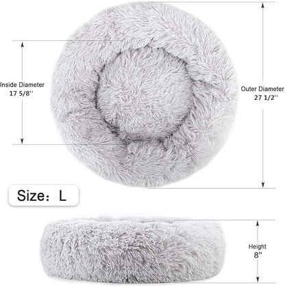 NOYAL Calming Dog Bed Donut Anti Anxiety Fluffy Dog Bed for Small Medium Dog and Cat