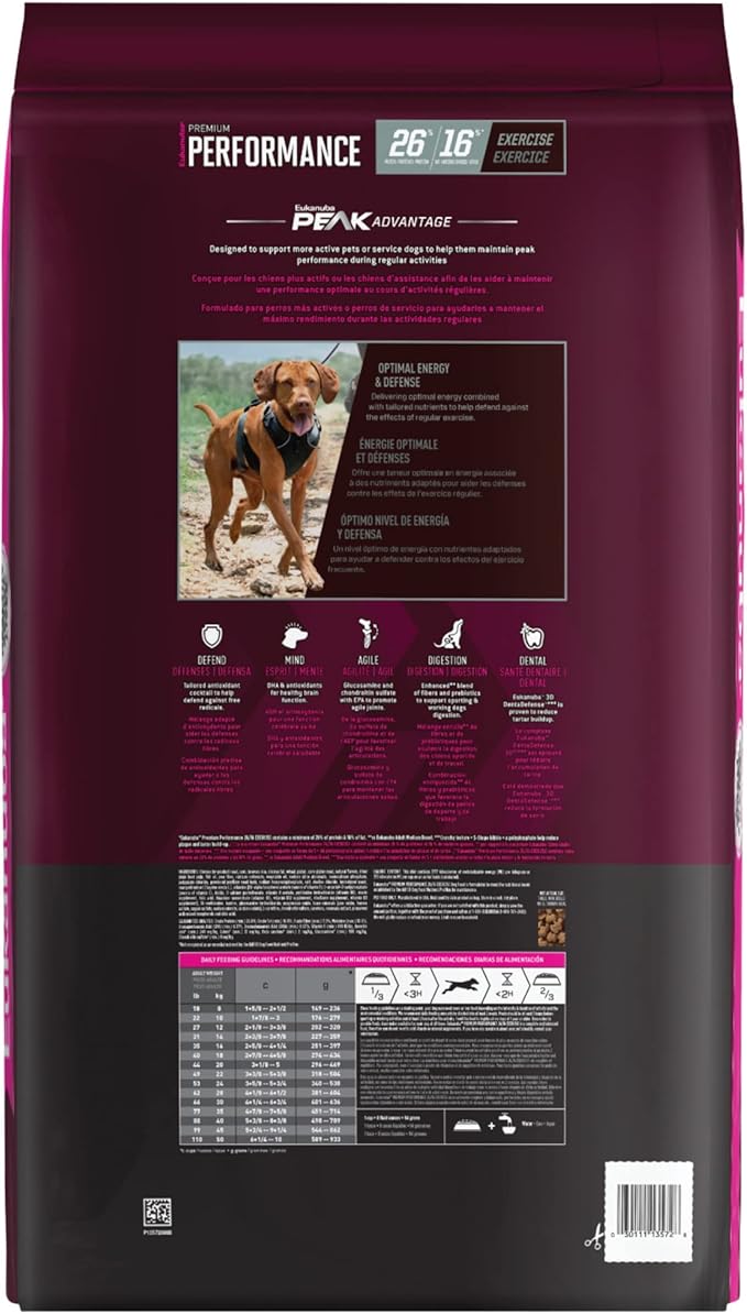 EUKANUBA Premium Performance 26/16 Exercise Dry Dog Food, 40 lb