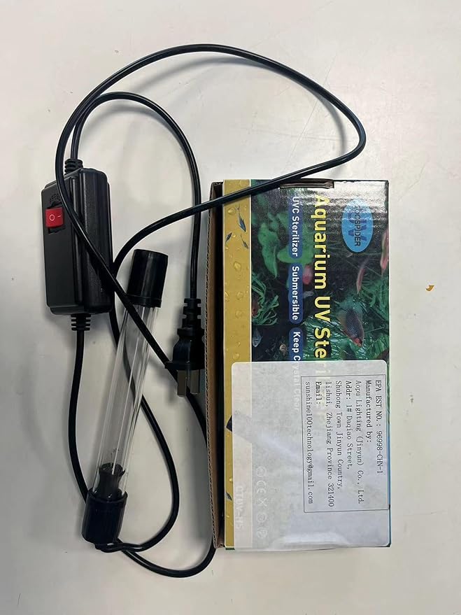 5W 6.9 Inch Aquarium UV Light for 10-55 Gallon Fish Tank Aquarium Light Green Clean Machine