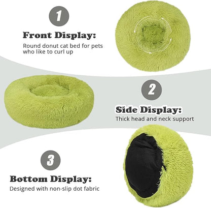 Puppy Bed for Calming Dog 23 Inches Dark Gray Anti-Anxiety Donut Dog Bed for Small Medium Dogs Washable Fuzzy Dog Bed Fits up to 15 lbs Pets Beds for Small Dog