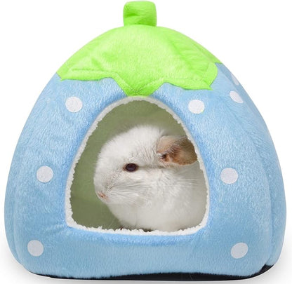 Spring Fever Hamster Guinea Pig Rabbit Dog Cat Chinchilla Hedgehog Bird Small Animal Pet Bed House Hideout Cage Accessorie A Blue S (12.2 * 12.2 inch)