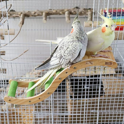 Bird Ladder Bridge, Wooden Pet Parrot Hamster Climbing Ladder Toys, Pet Bird Cage Accessories, Wood Climbing Ladder Perch for Bird Parrot Hamster Squirrel Sugar Gliders Parakeets Cockatiels(S Shape)