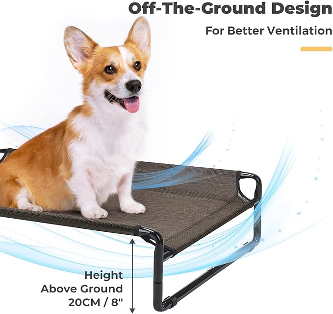 Veehoo Elevated Outdoor Dog Bed - Raised Dog Bed, Small Dog Bed, Dog Cot, Dog Beds for Small Dogs, Dog Bed Medium Size Dog, with Cooling Teslin Mesh and Anti-Slip Feet,CWC2201CP
