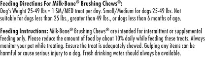 Milk-Bone Brushing Chews Daily Dental Dog Treats, Fresh Mint Flavor, Small/Medium, 25 Count