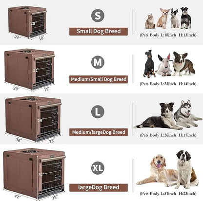 DONORO Dog Crates for Small Size Dogs Indoor, Double Door Dog Kennels & Houses for Puppy and Cats with Dog Crate Cover, Collapsible Metal Contour Dog Cages