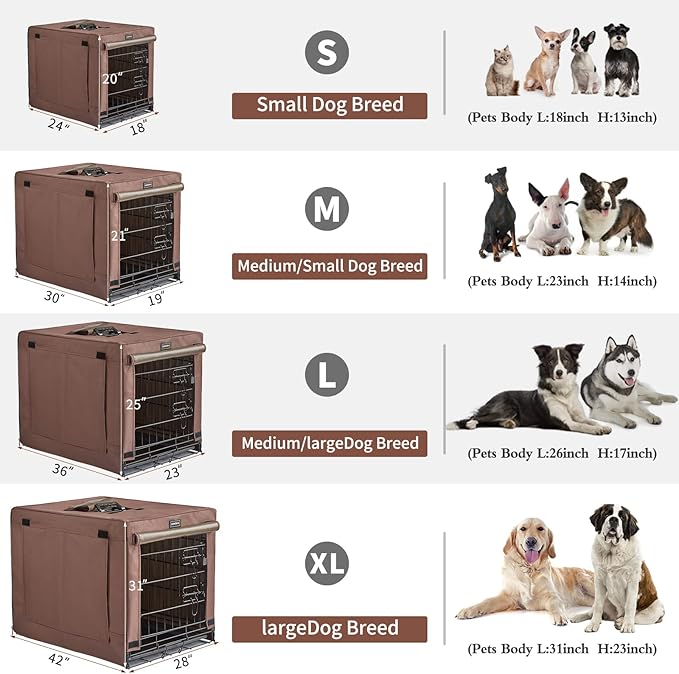DONORO Dog Crates Kit for Small Size Dogs Indoor with Dog Crate Cover, Double Door Dog Kennels & Houses for Puppy and Cats, Collapsible Metal Contour Dog Cages (30-Inch Kit)