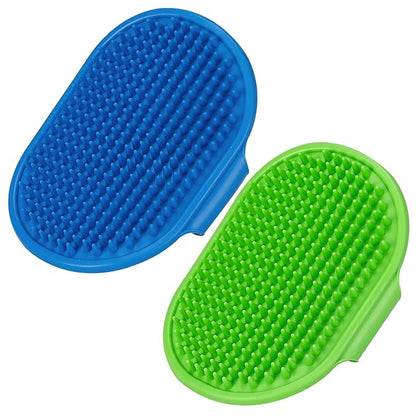 2 Pack Dog Grooming Brush, Premium Pet Bath Brush with Adjustable Ring Handle for Bathing - Massaging -Hair Removal - on Wet or Dry Hair, for Long Short Haired Dogs and Cats