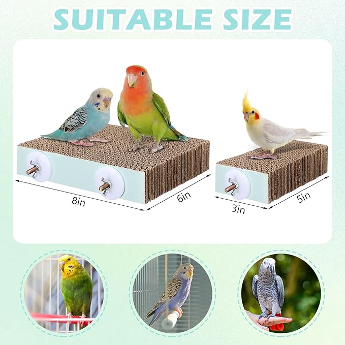 Nuanchu 6 Pcs Bird Perch Stand Toy Parrot Cardboard Platform Bird Paw Grinding Stand Parrot Cage Playground for Macaws Sparrows Parakeet Cockatiel Lovebird(Simple Style)