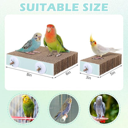 Nuanchu 6 Pcs Bird Perch Stand Toy Parrot Cardboard Platform Bird Paw Grinding Stand Parrot Cage Playground for Macaws Sparrows Parakeet Cockatiel Lovebird(Simple Style)