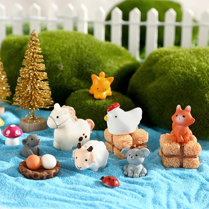 56 Pcs Mini Resin Animals Tiny Farm Animals Resin Ducks Cats Turtles Frogs Mini Animals Figures to Hide Mini for Fairy Garden Accessories House Decor Aquarium Ornaments