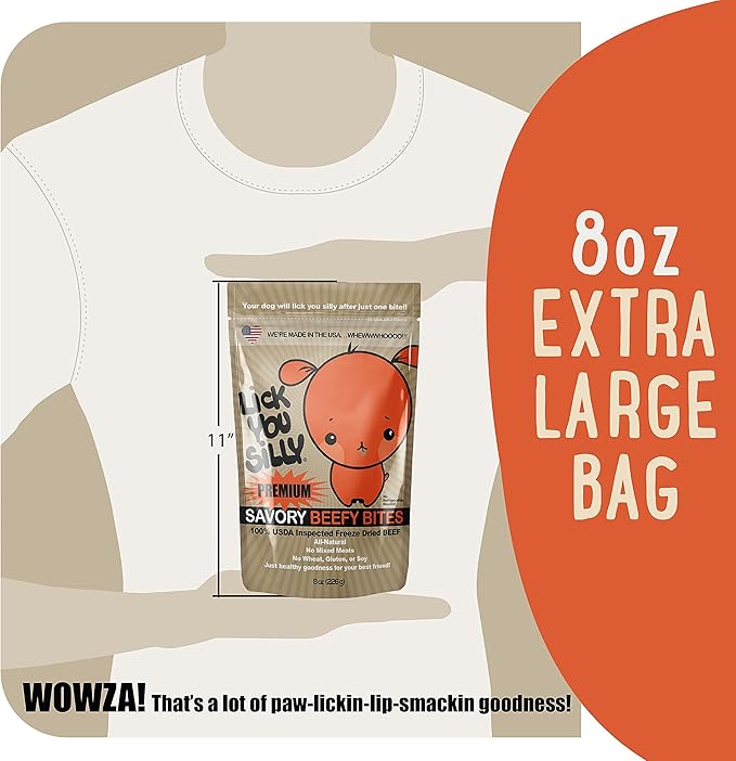 Grain-Free, All-Natural Freeze-Dried Beef Liver Dog Treats - Made in The USA with Vital Essential Ingredients for Dogs, Including Puppy Training - 8 Ounce Treat Pouch