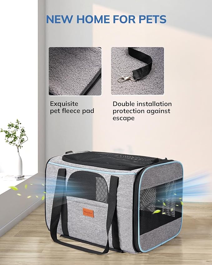 Morpilot Cat and Dog Carrier with Detachable Wheels - Airline Approved Rolling Carrier for Small Pets and Cats - Foldable Pet Travel Bag