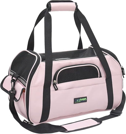 JESPET Soft-Sided Kennel Pet Carrier for Small Dogs, Cats, Puppy, Airline Approved Cat Carriers Dog Carrier Collapsible, Travel Handbag & Car Seat (Pink2, 19" L x 10" W x 13" H)