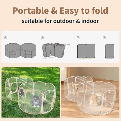 Cold Resistant Cat Playpen PVC Dog Playpen - 90''Portable & Foldable Indoor Outdoor Puppy Playpen - Insulated 2-Room Dog TentCrate Cage Kennel, Playpen for Kitten, Small Animals Play Pen(90"x45"x28")