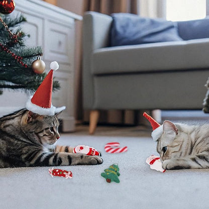 KOOLTAIL Christmas Cat Catnip Toys, 5 Pack Durable Soft Santa Claus Christmas Tree Candy Toy Filled with Natural Catnip, Interactive Bite Resistant Chew Teeth Cleaning Gift for Indoor Cats Kitten