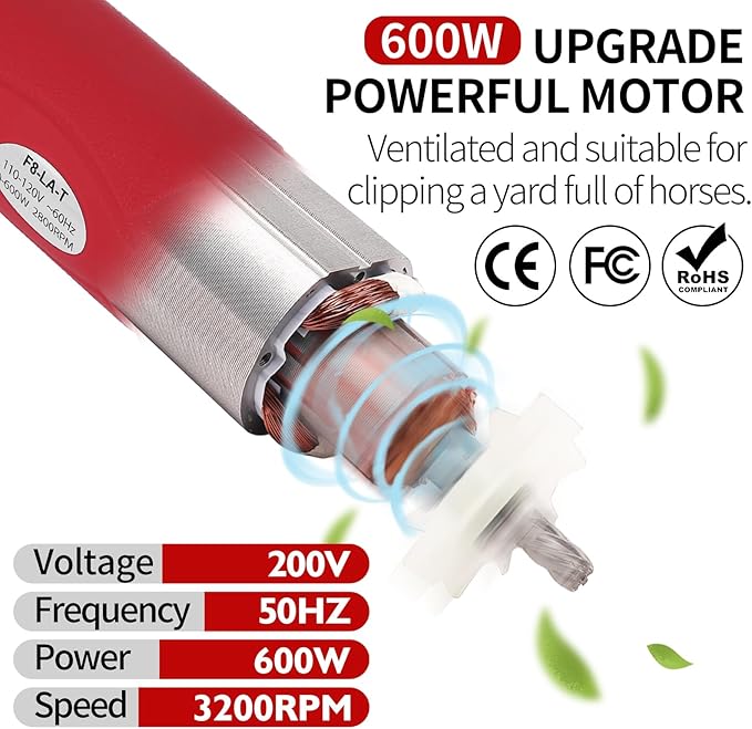 DUCKBOY Heavy Duty Clippers for Thick Coats Animals, 600W Professional Electric Shearing Machine for Horse Pony Cattle and Large Dogs Livestocks Grooming, 6 Speed & 2 Detachable Shearing Blades