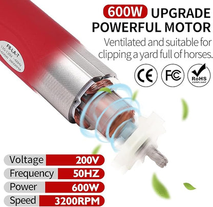 DUCKBOY Heavy Duty Clippers for Thick Coats Animals, 600W Professional Electric Shearing Machine for Horse Pony Cattle and Large Dogs Livestocks Grooming, 6 Speed & 2 Detachable Shearing Blades