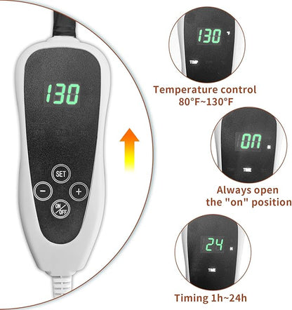 Cat Heating Pad 18x18 in Pet Heating Pad for Cats Waterproof Smart Thermostat Switch, Adjustable Heated Cat Bed, Adding Wire Rope Wires Cat Warming Pad-Paw Print