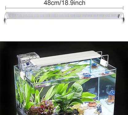 LED Aquarium Light, Full Spectrum Fish Tank Lighting, Ultra-Thin 1cm Design, 6-Row Blue & White LEDs, No Flicker, High Efficiency Cooling for 18.9-21.9in Fish Tanks (18.9inch)