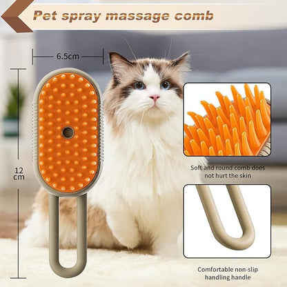 Steamy Cat Brush,3 In 1 Steamy Pet Brush,Cat Hair Brush With Steamer,Cat Comb With Steam,Cat Steamer Brush For Shedding,Steam Brush For Pets (white)