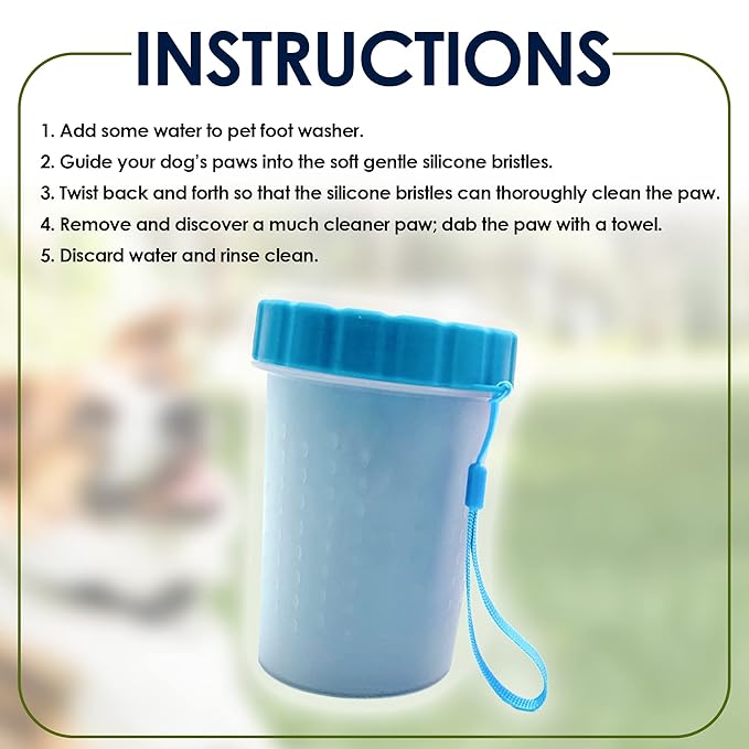 Dog Paw Cleaner l Keep Your Pet's Paws Clean and Fresh l Medium Size 9.5 x 9.5 x 11.5 cm l PP, Silicon and Polyester Materials l Easy and Effective Paw Cleaning Solution l Blue