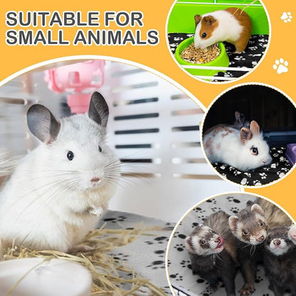 Tegeme 12 Pieces Fleece Blankets for Pets Dog Puppy Paw Print Cat Bedding Cover Blanket for Small Animals Pig Cage Liner Sleep Mat Pad Kitten Soft Warm(Classic Style,28 x 24 Inches)