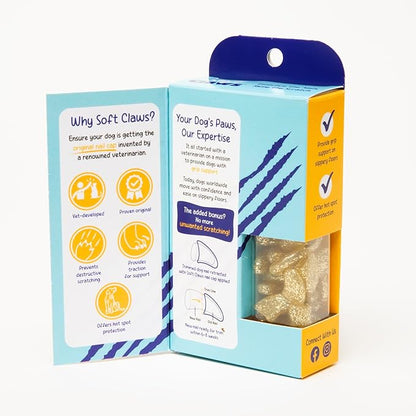 Soft Claws Canine Dog and Cat Nail Caps Take Home Kit, Medium, Sparkle Gold