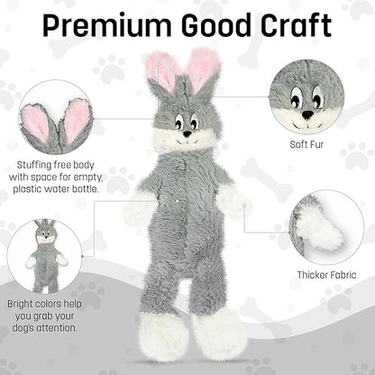 FGA MARKETPLACE Monkey-Grey Rabbit Flat NO Stuffing NO Squeak Plush Dog Toy, Funny Style Will Entertain Your Dog for Hours, Recommended for Small and Medium Dog 21 INCH Long