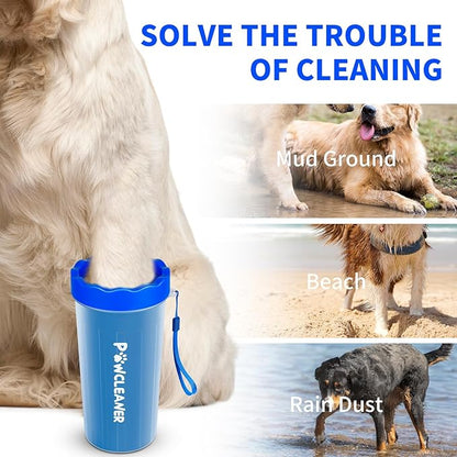 Dog Paw Cleaner for Dogs, (with 3Pcs Absorbent Towels & Adjustable Bath Brush) Dog Paw Washer, Pet Foot Cleaner (Deep Blue, Large)