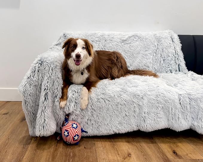 PJYuCien Large Dog Blanket, Reversible Fleece Sherpa Blankets, Soft Plush Pet Throw for XL Dogs, Washable Cozy Furniture Protector for Couch/Bed, 80" x 60", Grey