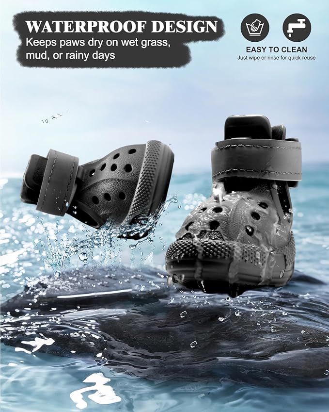 Dog Boots for Hot Pavement & Snow, Waterproof Non-Slip Dog Shoes with Reflective Straps, Adjustable Pet Booties for Small to Large Dogs, Outdoor Paw Protection, 4Pcs