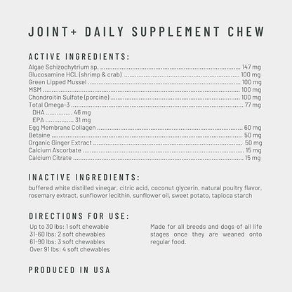 Get Joy Joint+ Hip & Joint Care Dog Supplement Chews, 90 Soft Chews, Chicken Flavor, Supports Joint & Mobility Health, with Green Lipped Mussels, PhD Animal Nutritionist Formulated, Produced in USA