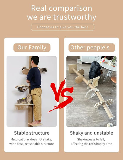 Floor-to-Ceiling Cat Tree with Natural Sisal Rope Scratching Post - Adjustable Height (55-119 Inches) - Modern Cat Activity Tree, Cat Scratcher Post