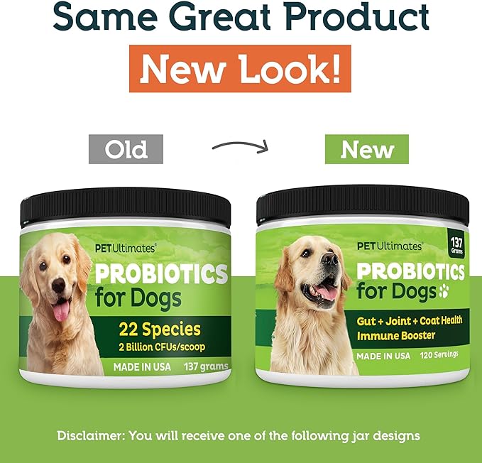 Pet Ultimates Probiotics for Dogs  22-Species Dog Probiotics for Digestive Support & Antibiotics Recovery  Skin and Coat Supplement, Enhances Vitality  Dog Health Supplies (3 Pack)