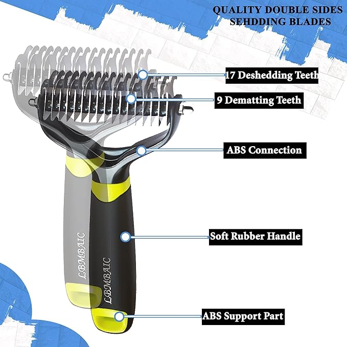 Dog and Cat Brush For Shedding Mats&Knots&Tangles High Effective.Dog Metal Comb for Grooming With Long Pin shiny Color. (X2PCS)