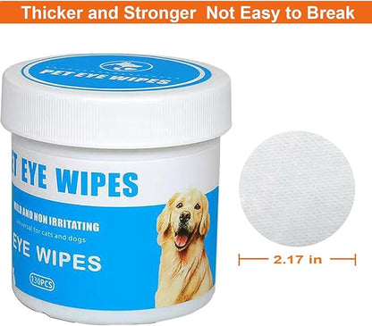 Pet Eye Wipes For Dogs, Natural Dog Wipes for Paws and Eyes,Gentle and Safe Dog Wipes Cleaning for Remove Tear Stains and Mucus, Dog Eye Wipes and Cleaning Wipes for Dog, Cat, furry animals 130 pcs