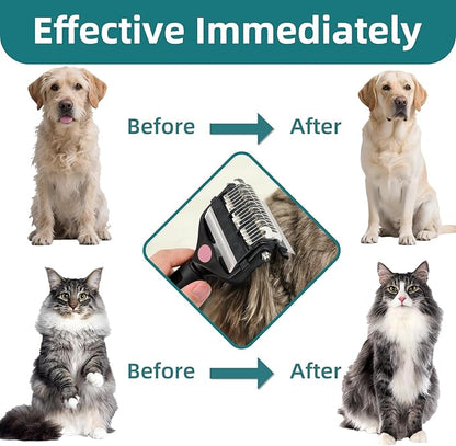 3-IN-1 Pet Grooming Tool - Undercoat Rake, Dematting Comb & Deshedding Brush for Cats & Dogs - Removes Mats, Tangles & Loose Fur, Reduces Shedding & Prevents Hair Mess (Pink)