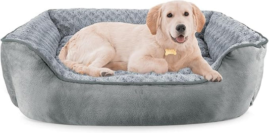JOEJOY Rectangle Dog Bed for Large Medium Small Dogs - Washable Orthopedic Sofa Bed, Soft Breathable Puppy & Pet Cuddler, Durable Calming Dog Bed with Anti-Slip Bottom, Multiple Sizes, Grey