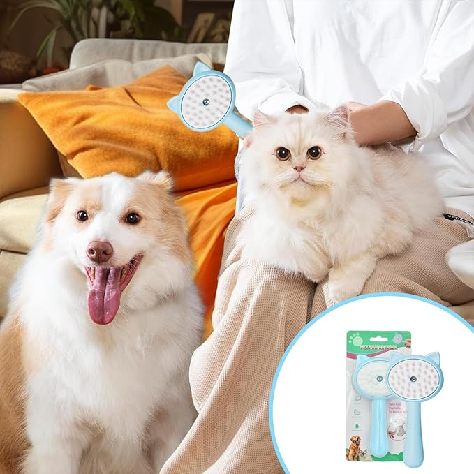 Cat Steamy Brush Dog brushes for Shedding Grooming, Lightweight Skin Friendly Pet Brush Hair Removal Comb Brushes for Long or Medium Haired Cats(Blue)