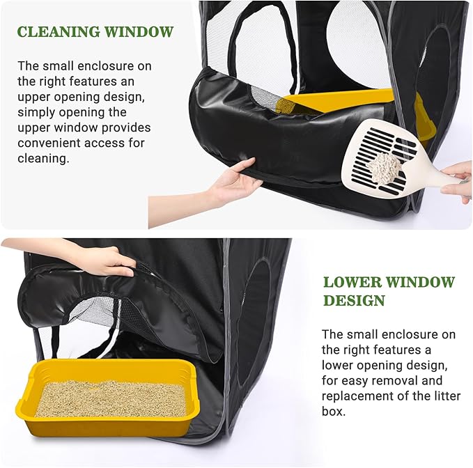 Royizen Puppy Cat Tent Playpen Foldable Waterproof Dog Crate Kennel Indoor Outdoor Portable Playpen Kitten and Small Pets Pop Up Kennel Cat Travel Carrier with Litter Box Enclosure, Black